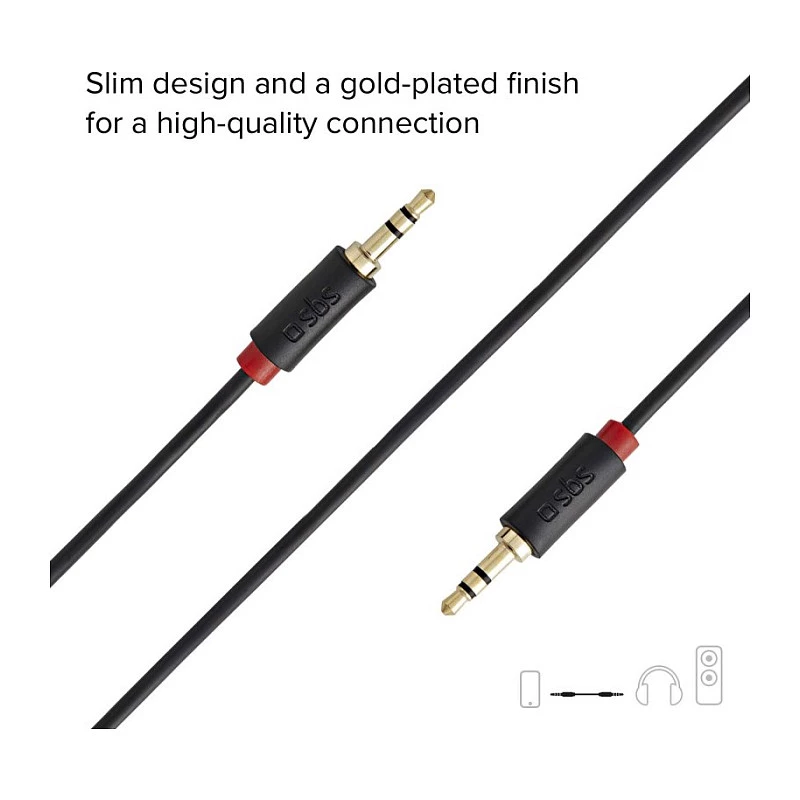 SBS TECABLE35KR - Audiokabel - mini-phone stereo 3,5 mm männlich zu mini-phone stereo 3,5 mm männlich - 1,5m - Schwarz (TECABLE35KR)