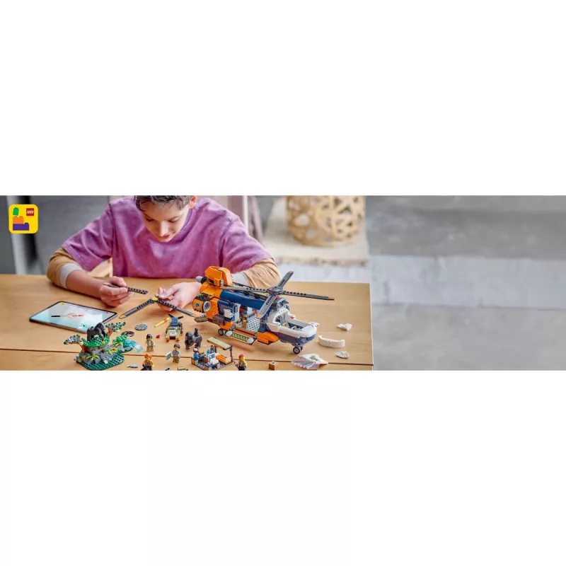 LEGO City 60437 Śmigłowiec eksploratora dżungli w bazie