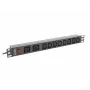 Zasilacz listwowy do montażu w szafie rack LANBERG PDU-02I1908I-0200-C20-BK — 1U, 10×C13, 16A, kabel 2 m, 19 cali
