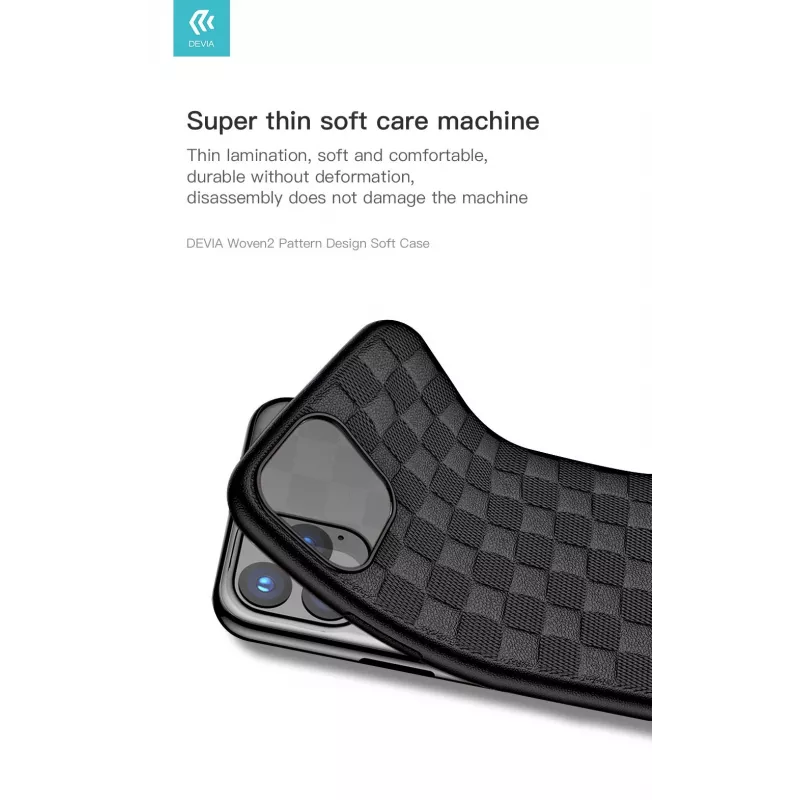 Miękkie etui ochronne Devia Woven2 do iPhone 11 Pro Max, tkana tekstura, czarny