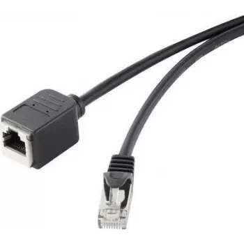 Przedłużacz Ethernet Renkforce 1464707 RJ45 Cat 5e 1 m Czarny