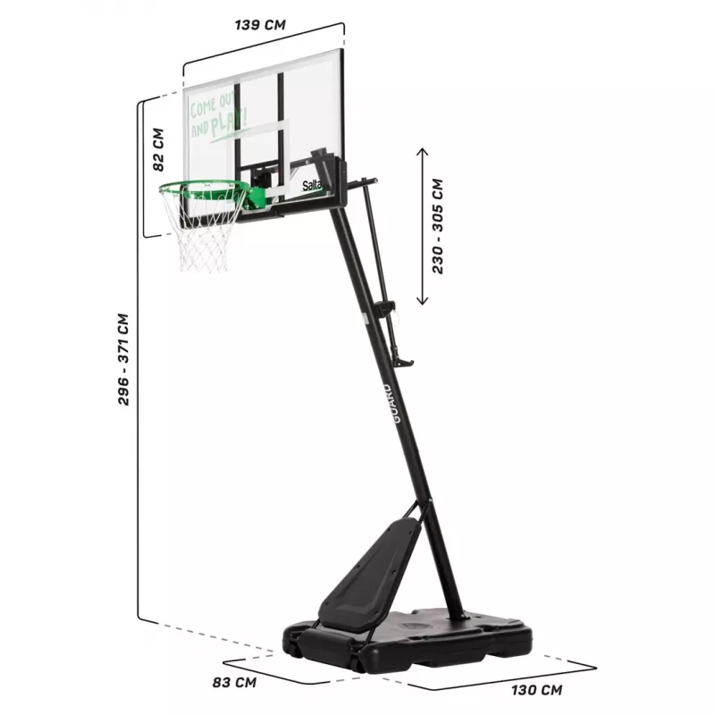 Stojak do kosza do koszykówki Salta Guard 138 x (296–371) x 240 cm, model 5134