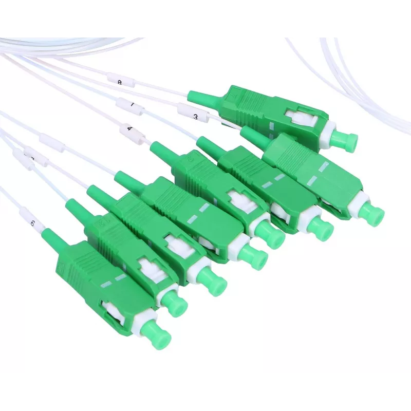 Rozdzielacz kablowy Extralink Splitter 1:8 PLC SC/APC 900um 1.5m Zielony Biały