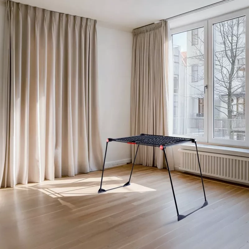 Suszarka do ubrań VILEDA Infinity Flex Ultimate Telescopic — czarna, aluminium lakierowane, 30 m powierzchni suszenia, składana, kółka