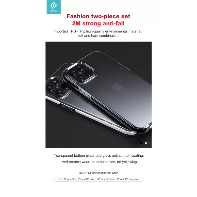 Ochronne, wstrząsoodporne etui Devia Skyfall do iPhone 12 Pro Max, białe