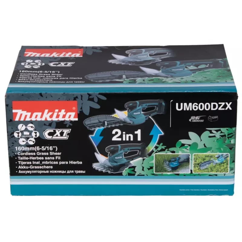 Bezprzewodowe nożyce do trawy Makita UM600DZX, czarno-niebieskie, 12 V