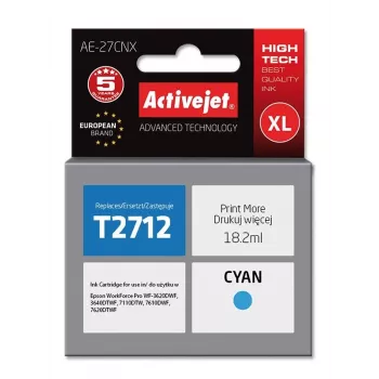 Tusz Activejet AE-27CNX (zamiennik do Epson 27XL T2712; Supreme; 18 ml; cyjan)