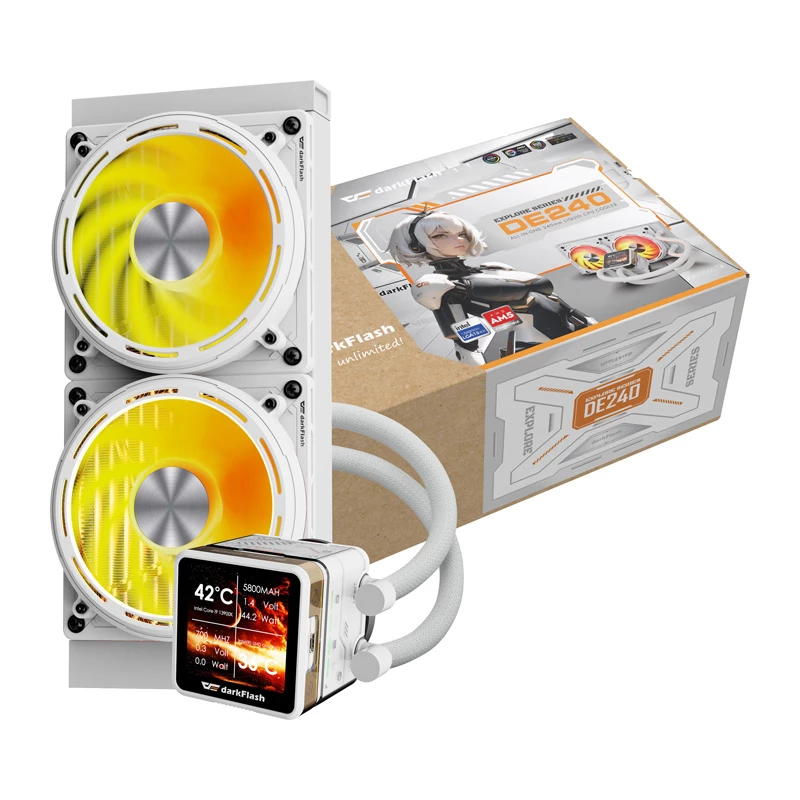 Chłodzenie wodne CPU Darkflash DE240 (białe) — chłodnica 240 mm, układ zamknięty AIO