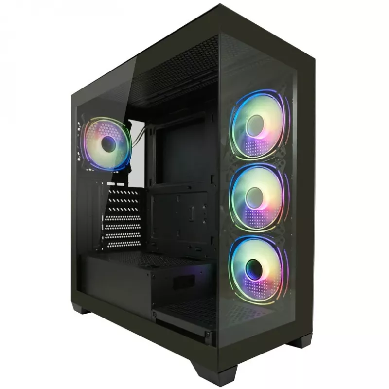 Obudowa LC-Power MidiTower 715B czarna USB3.2/Audio bez zasilacza SEAMLESS_X (LC-715B-ON)