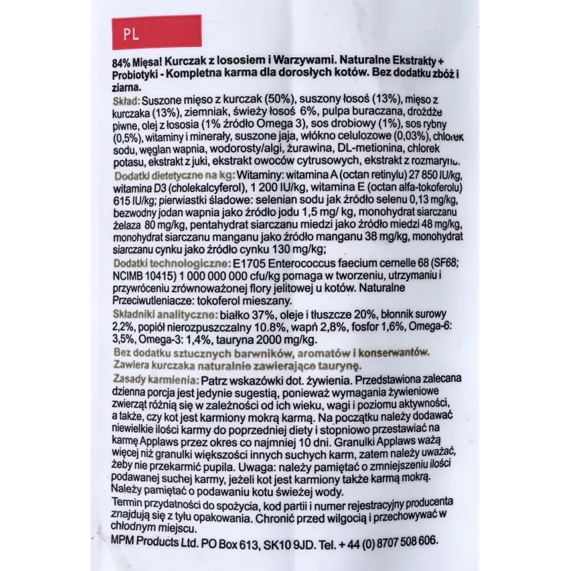 Applaws sucha karma dla kotów, kurczak z łososiem, 7,5 kg