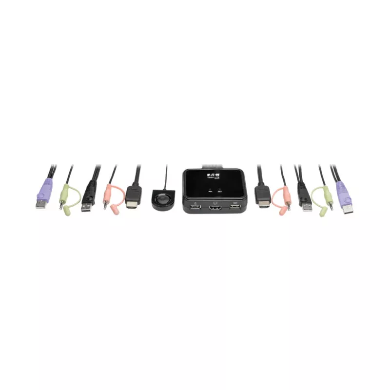 Eaton Tripp Lite series 2-Port USB/HD Cable KVM Switch with Audio/Video, Cables and USB Peripheral Sharing - KVM-/Audio-/USB-Switch - 2 x KVM/Audio/USB - 1 lokaler Benutzer - Desktop
