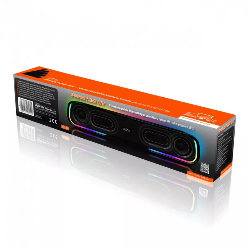 Głośniki MEDIA‑TECH Phantom MT3180 soundbar 450W RMS, 80W zasilany bateriami, Bluetooth, przewodowy i bezprzewodowy, czarny