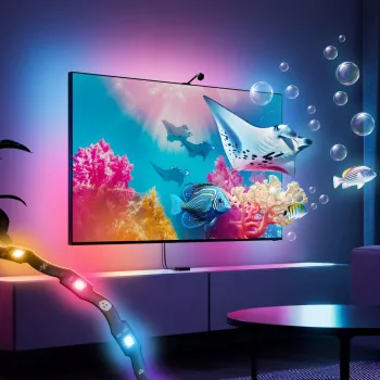 Zestaw Nanoleaf 4D V2 do synchronizacji światła z ekranem TV + taśmy LED (do telewizora i monitora do 65 cali) | 24 W | Wielokolorowe RGB