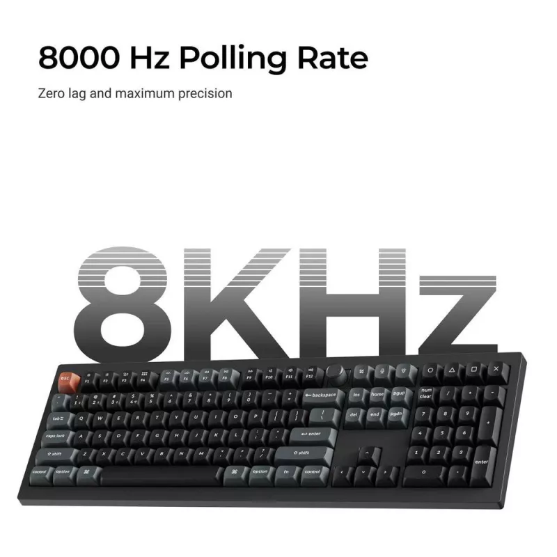 Mechaniczna klawiatura pełnowymiarowa Keychron V6 Ultra 8K — QWERTY, Bluetooth, RGB, Czarny