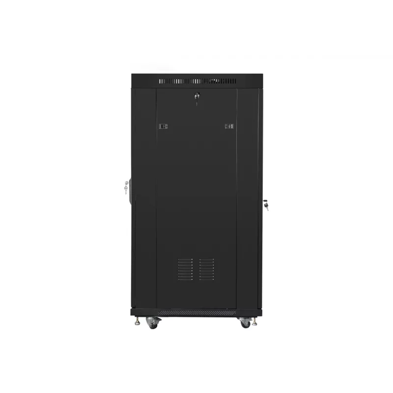 Szafa rack 19 27U 600x800 czarna, drzwi perforowane LCD (płaski montaż)