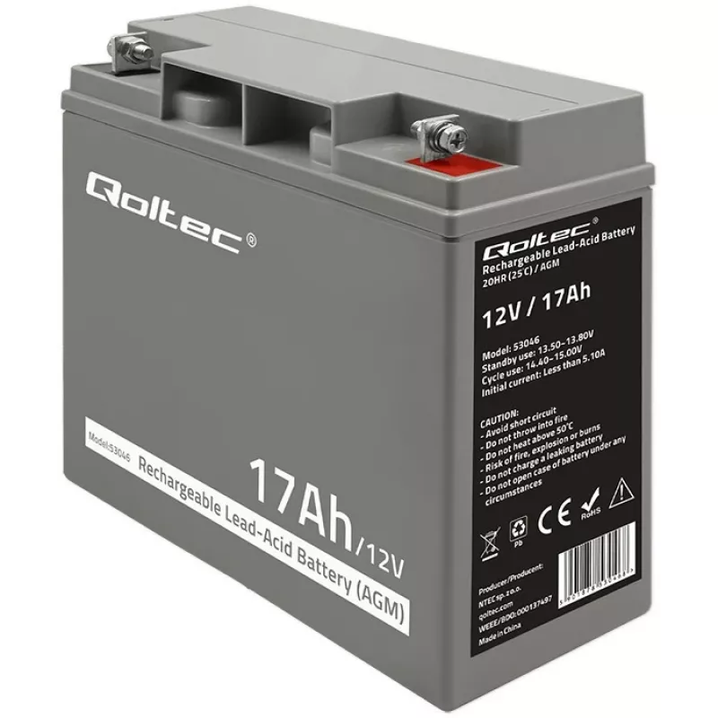 Qoltec 53046 akumulator AGM 12 V 17 Ah, maks. 255 A