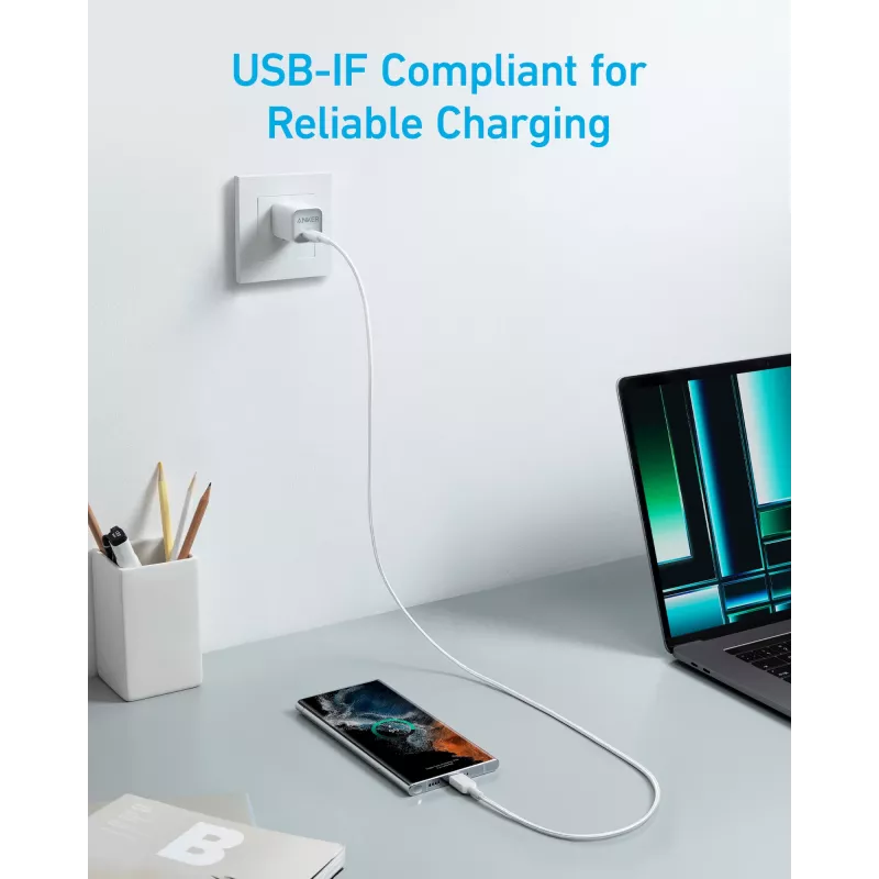 Anker Innovations 322 USB-C na USB-C Kabel Nylon 0,9M 60W Biały - Kabel - Cyfrowy/Dane (A81F5G21)