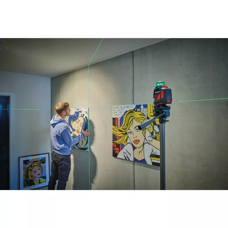 Niwelator krzyżowo-liniowy EINHELL TE-LL 360 G z zielonymi i czerwonymi liniami lasera, czarny — model 2270119