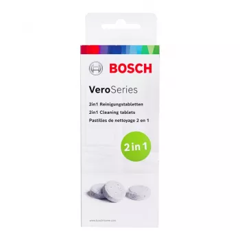 Tabletka czyszcząca Bosch TCZ8001A — biała, opakowanie 10 sztuk, tabletka czyszcząca do urządzeń gospodarstwa domowego