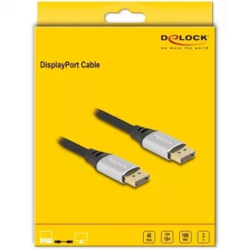Kabel DisplayPort DeLOCK 16K 60 Hz 2 m srebrny metal