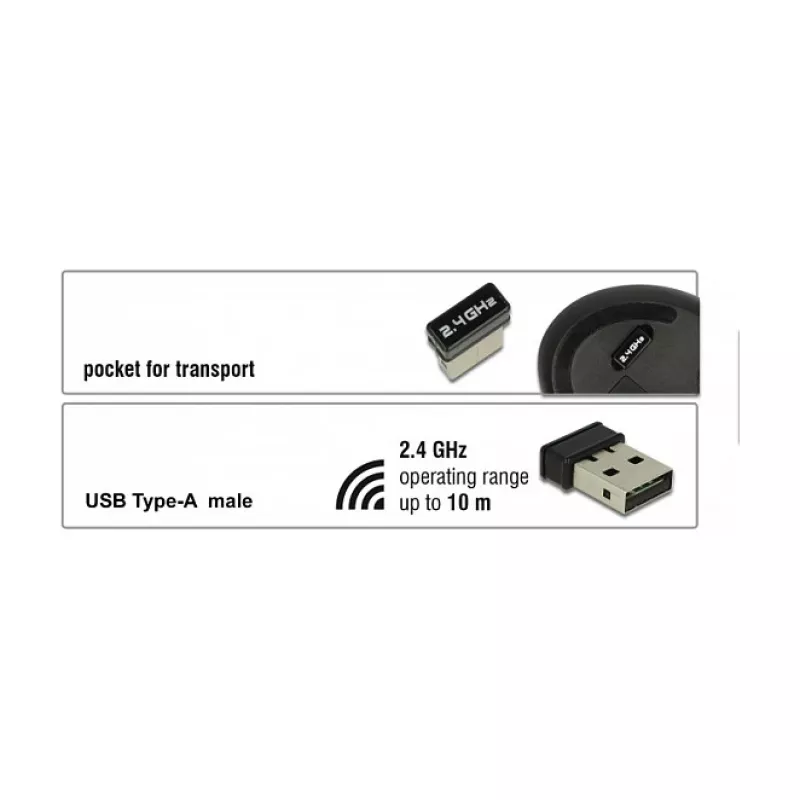 Mysz DeLOCK 12528 RF bezprzewodowa optyczna 1000 DPI