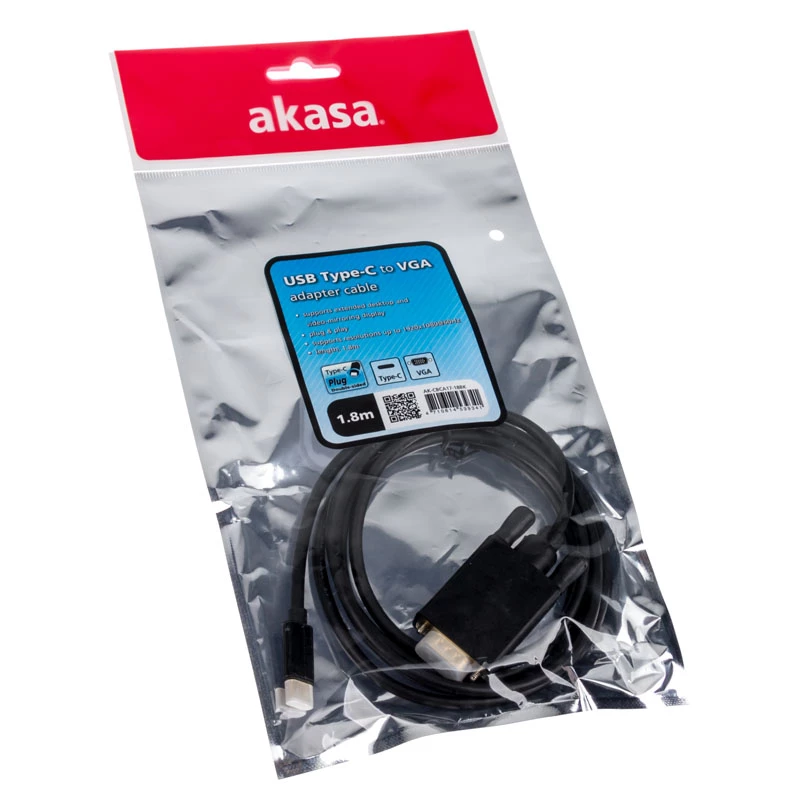 Adapter kablowy USB Type-C VGA Akasa AK-CBCA17-18BK