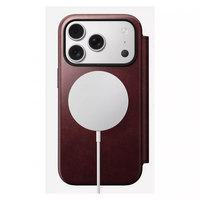 Etui na telefon Nomad Modern Leather Folio dla Apple iPhone 17 Pro, 6,3 cala (16 cm), skóra bordowa