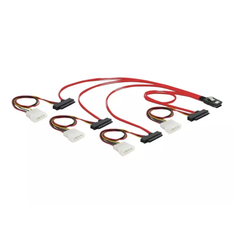 DeLOCK - Wewnętrzny kabel SAS (Serial Attached SCSI) - 4-torowy - 36 pin 4i Mini MultiLane - Wewnętrzne zasilanie, 4-pin, wewnętrzny SAS, 29-pin (SFF-8482) - 50 cm (83059)