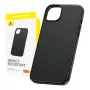 Etui na telefon Baseus iPhone 15 Pro Max Fauxther Series czarne — ochronna twarda skorupa, wykończenie z imitacji skóry