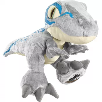 Jurassic World, niebieski, pluszowa zabawka szaro-niebieska, 30 cm