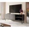 Szafka RTV cama meble ABETO na czarnej stalowej ramie 150x42x60 cm grafit/połysk grafit