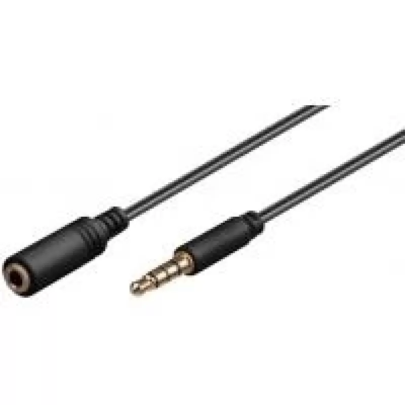 Wentronic Goobay Przedłużacz jack 3,5 mm, czarny, 0,5 m – wtyk jack 3,5 mm (4-stykowy, stereo) > gniazdo jack 3,5 mm (4-stykowe, stereo) (62476)