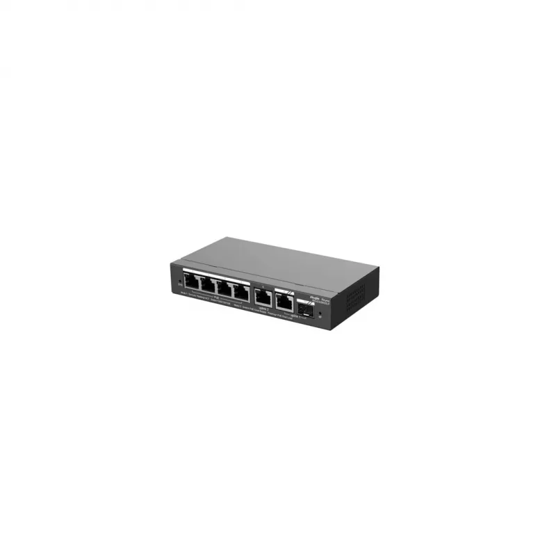 Przełącznik zarządzalny PoE RUIJIE RG-ES206GS-P — L2, 6x Gigabit RJ-45, 1x SFP, 4 porty PoE (budżet 54 W), 12 Gbit/s, zarządzany w chmurze