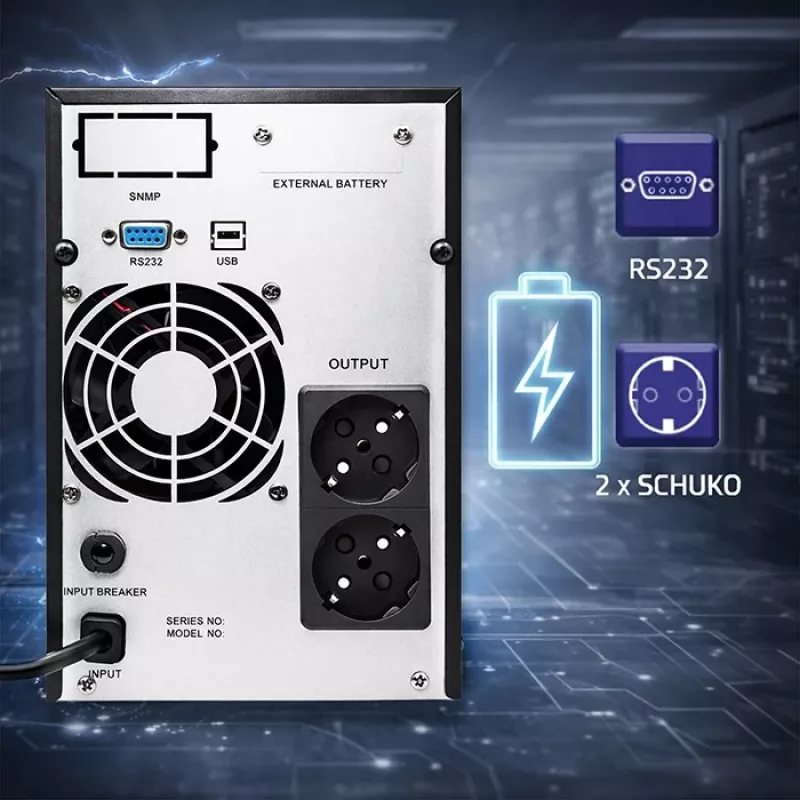 UPS QOLTEC Pure Sine Wave 1kVA 800W z AVR i wyświetlaczem LCD