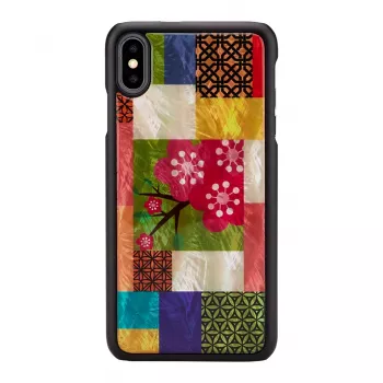 Etui ochronne na smartfona iKins do iPhone XS Max — wzór kwiatu wiśni, czarne