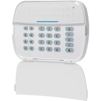 Przewodowa klawiatura LED DSC 45008 do central alarmowych — 16 stref, klawisze funkcyjne F1–F5