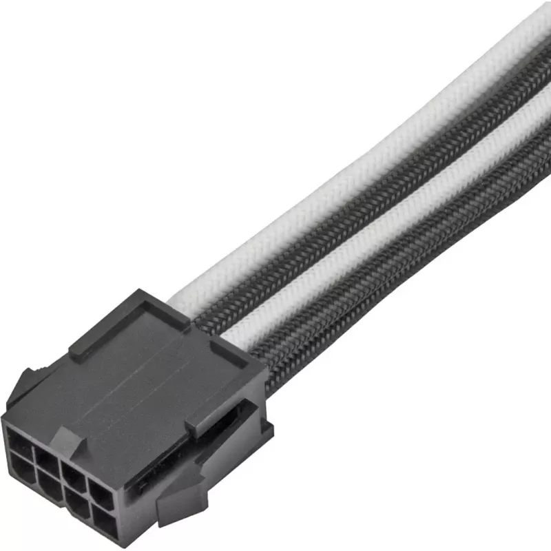 SilverStone PP07E - Spannungsversorgungs-Verlängerungskabel - 8-poliges EPS12V (4+4) (M) zu 8-poliges EPS12V (W) - 30 cm - Schwarz, weiß (SST-PP07E-EP