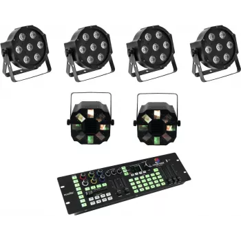 Zestaw podłogowy LED EUROLITE SLS-7 HCL 4x + LED FE-700 2x z kontrolerem DMX Color Chief