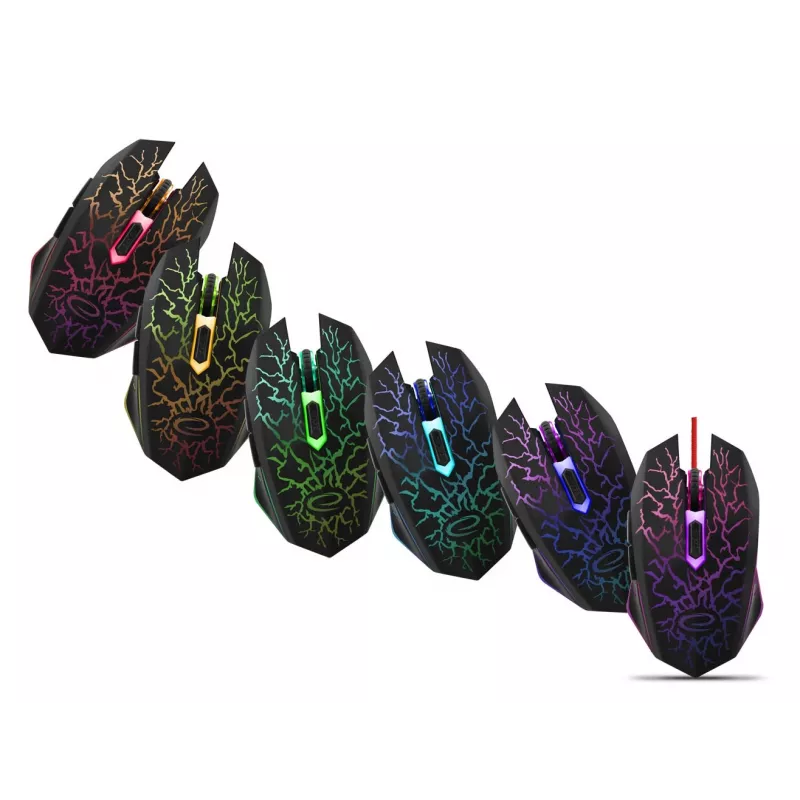 Esperanza MX211 LIGHTNING - Mysz - USB - Hiiri - Optyczna - 6 przycisków - Czarna
