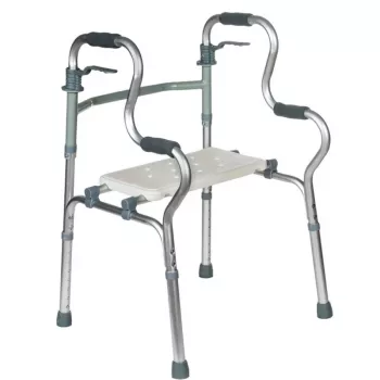 Chodzik rehabilitacyjny REHA FUND RF-133 3w1, rama aluminiowo-stalowa, regulowana wysokość 81–99 cm, 2 koła, siedzisko, maks. obciążenie 100 kg