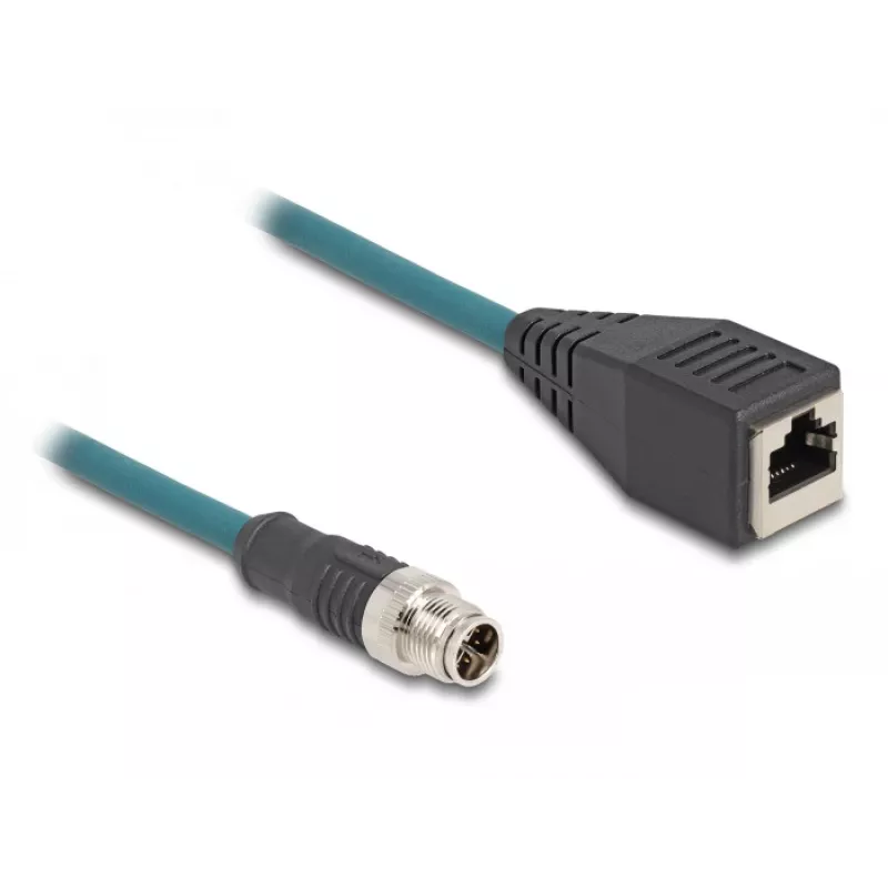 DeLOCK M12 adapter kablowyowy X-kodowany 8-pinowy męski na RJ45 żeński 50 cm