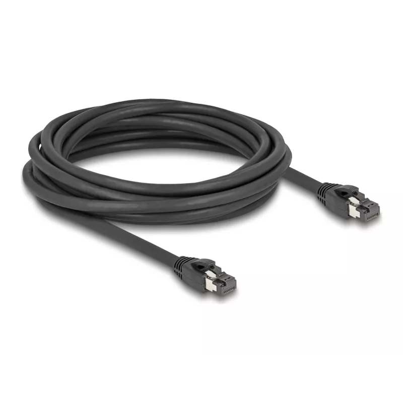 Delock - Kabel sieciowy - RJ-45 (M) do RJ-45 (M) - 5,0 m - 7,5 mm - S/FTP - CAT 8.1 - bezhalogenowy, Snagless, do 40 Gb/s szybkości transmisji danych - czarny (80236)