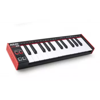 AKAI LPK25 MKII 25-klawiszowy mini klawiatura MIDI zasilana przez USB — przesunięcie oktaw, arpeggiator, 6 przycisków, czerwona