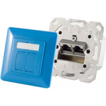 Gniazdo 2 x RJ-45 ShiverPeaks 74280-B — Kat.6a, 500 MHz, niebieskie, obudowa metalowa