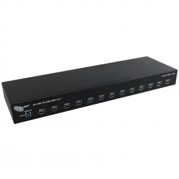 Koncentrator USB ALLNET ALL-RM-19-USB3-HUB-13-A — 13-portowy koncentrator USB 3.0 do montażu w szafie rack, 48,30 cm
