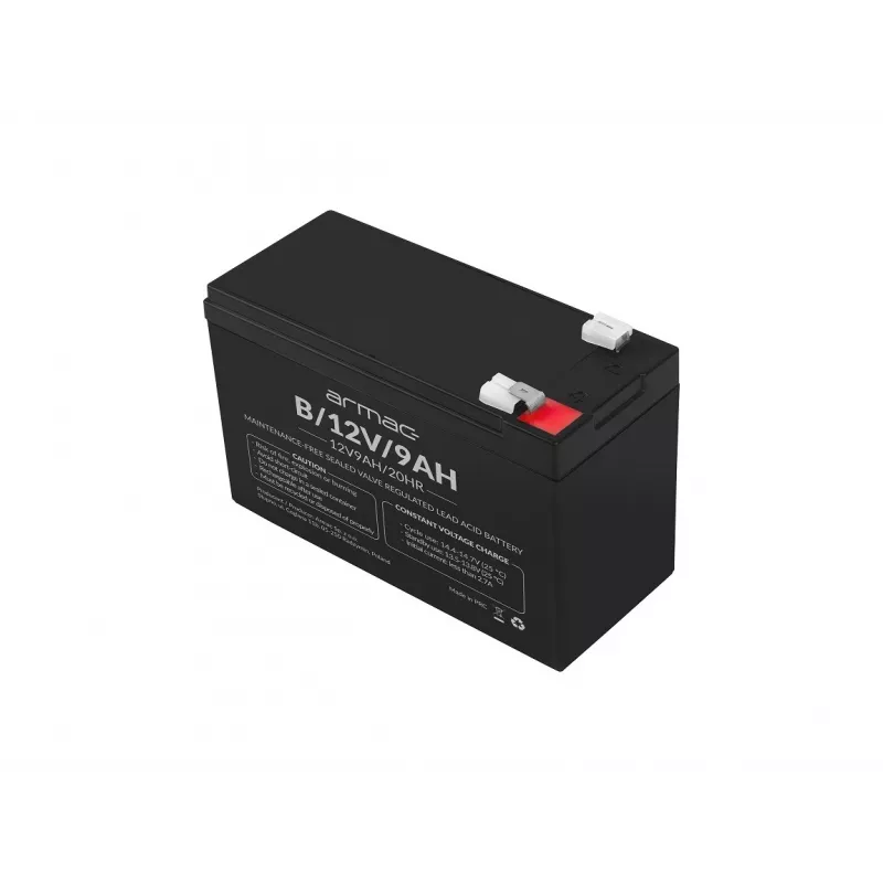 Bateria UPS ARMAC B/12V/9AH — Kwasowo-ołowiowa szczelna 12 V 9 Ah, ładowanie 1,8 A, maks. rozładowanie 122 A, obudowa ABS, 65×151×94 mm