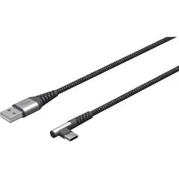 Kabel tekstylny USB-C do USB-A z metalowymi wtyczkami (gwiezdna szarość/srebrny), 2 m