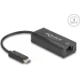 Adapter sieciowy DELOCK 64306 USB Type-C do Ethernet 100 Mbit/s, przewodowy, czarny