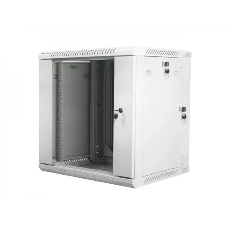 DWUCZĘŚCIOWA SZAFKA RACK DO MONTAŻU NA ŚCIANIE 19 inch 12U 600X600 SZARA LANBERG (PŁASKI PAKIET)