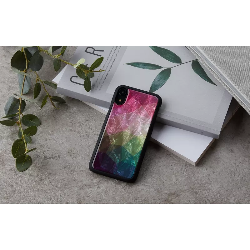 Etui na smartfona iKins do iPhone'a XR — wzór wodnych kwiatów, czarne